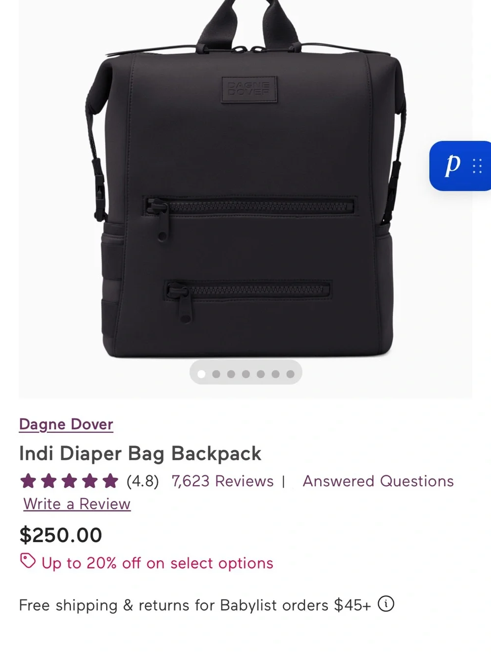 Dagne Dover Indi Diaper Backpack — Black size large